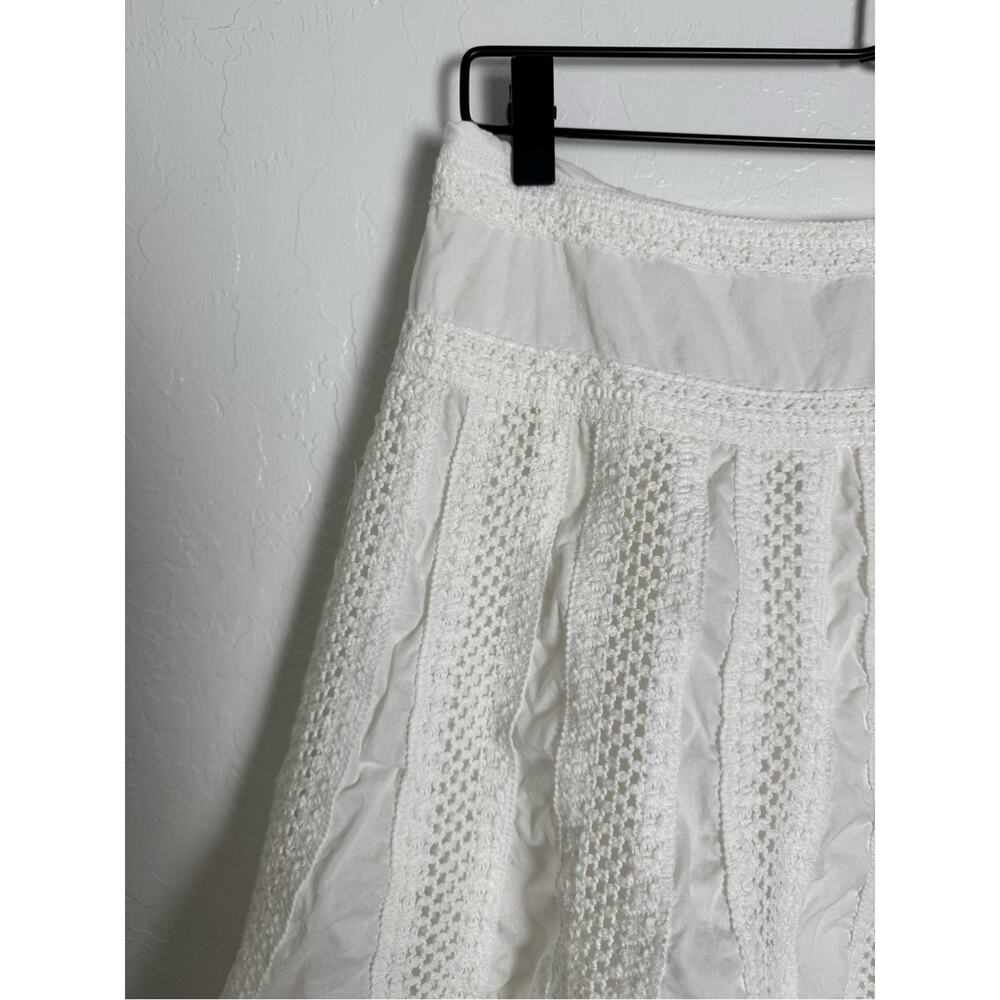 Y2K New York & Company White Open Knit Crochet Skater A-line Skirt - Picture 3 of 13